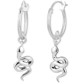 Boma Jewelry Sterling Silver Snake Snap Down Closure Tube Hoop Earrings
