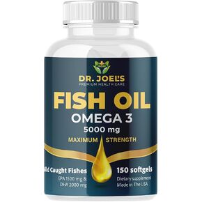Fish Oil Omega 3 - No Fishy Burp - 150 Softgels - Non GMO - Made in The USA