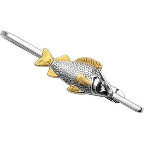 HAWSON 2 Inch Fish Tie Clip for Men - Unique Animal Tie Bar, Silver Tie Pin for Wedding, Party, Business - Classic Mens Accessories Gift