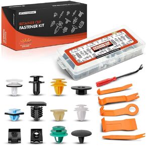 A -Premium 115pcs Car Retainer Clips Kit متوافق مع Hyundai Elantra ، Tucson 2009-2013 & Kia Forte ، Sportag - برسل ثنائي الجسم الخاص بالسيارة - W/ 6pcs أداة إزالة تلقائي