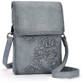 Small Crossbody Bags for Women Trendy Vegan Leather Cell Phone Bag Embossed Flower Design Wallet Purses with Strap