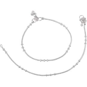 Efulgenz Oxidized Indian Silver Tone Anklet for Women - Bollywood Boho Bell Charms Ankle Bracelet - Indian Jhanjara Silver Payal Set