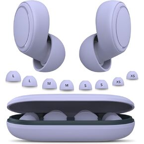 Soft Ear Plugs for Sleeping Noise Blocking 45dB, Reusable Silicone Earplugs with 8 Sizes Tips, Noise Cancelling Earplugs with Case for Concerts, Travel & Focus - Hearing Protection (Violet)