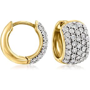 Ross-Simons 0.25 CT. T.W. تم إهداء أقراط Huggie Hoop بالذهب 18kt على الجنيه الاسترليني
