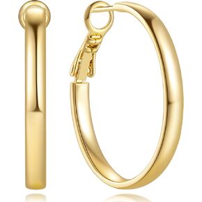 GIORGIA GIBBS 14K Gold Hoop Earrings for Women Trendy Gold Earrings Polished Chunky Hoop Earring Classic Dainty Earring Hoops 20MM, 30 MM