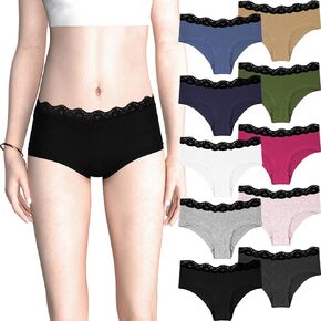 مثير الأساسيات النسائية boyshort -boyleg سراويل الدانتيل | 10 حزمة | الملابس الداخلية للقطن الفائق النعت