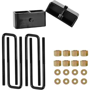 TadaMark 2in Rear Lift Blocks Fit for Chevy for Avalanche 2500 2002-2006 for Silverado Fit for GMC for Sierra 1500HD 2500HD 3500HD 2" Leveling Kit with Extended Round U-Bolts