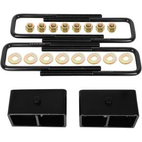 eCCPP 3 "مجموعة التسوية الخلفية لعام 1994-2002 لـ Dodge for RAM 1500 2500 3500 2WD-9/16 كتل الرفع الدبوس مع طقم Bend U-Bolts Square