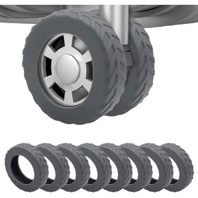 أغطية أمتعة 8pcs ، غطاء حقيبة السيليكون لعجلة الدوار 2-2.4 '، وحامي على عجلات الأمتعة ، وترقية عجلات حقيبة وقائية ، وملحقات السفر الأساسية (منتصف الليل الأزرق l)