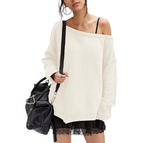 Locachy Women's Oversized Off The Shoulder Sweatshirt Long Sleeve Slouchy Shirt Pullover Tops