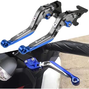 Tenere 700 Brake and Clutch Levers Set Foldable Extendable Lever for TENERE 700 2019 2020 2021 2022 (Titanium/Blue)