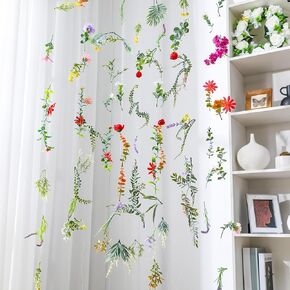 XunYee 6 Pcs 35.4 ft Flower Garlands Hanging Wildflower Garlands Floral Vines Artificial Fake Flower Vines Faux Silk Wildflower Decor for Home Garden Spring Summer Wedding Party Wall Arch(Floral)