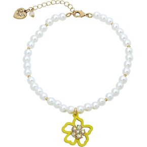 Betsey Johnson Pearl Flower Charm Anklet