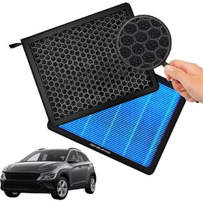 Cabin Air Filter CF12160 FITS 2016-2021 Hyundai Tucson ، 2018-2023 Kona ، 2022-2023 Kona N ، Veloster ، 2020-2024 Venue ، 2017-2022 Kia Sportage ، 2020-2024 Soul ، 2021-2024 Seltos ، active Carbon Beads ،