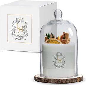 Luxury Scented Soy Wax Candle in Glass Cloche | Orange Blossom | Candle for Home Decor and Relaxation | Fragrance Oils & Relaxing Aromatherapy | Housewarming Gift for Women and Men
