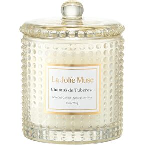 La Jolie Muse Sahara Amber Candles for Home Scuded ، Homes Candles for Women & Men ، شموع جرة زجاجية فاخرة ، شموع صويا طبيعية ، 75 ساعة حرق ، 10 أوقية