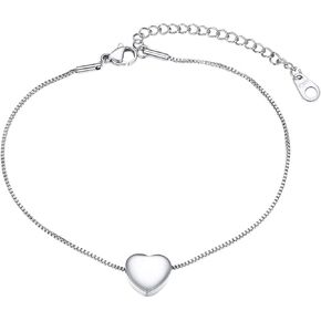 U7 Heart Anklets for Women Stainless Steel Heart Ankle Bracelet Waterproof Summer Beach Jewelry