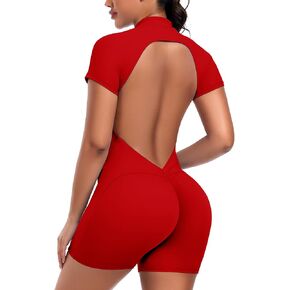 حيلات تجريب ديسكوم للنساء zip up romper مفتوحة الظهر السراويل السفلية bodysuit قصيرة الأكمام bodycon مثير قطعة واحدة