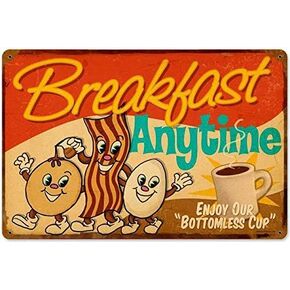 Breakfast Coffee Diner Tin Sign Kitchen Metal Wall Decor Outdoor Indoor Wall Panel Retro Vintage Mural Size 20x30 cm Poster