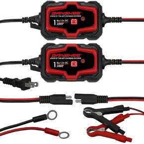 2 حزمة 1-AMP CAR CARTHRATIONS ، 6V 12V SMART SMART Automatic Charger Mainter ، Chrangle Charger للسيارة ، جزازة العشب ، دراجة نارية ، قارب ، البحرية
