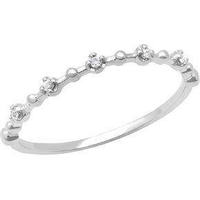 مجموعة RomazzlingRock 0.05 CTTW جولة بيضاء الماس الحد الأدنى من الطراز الزفاف القابل للتكديس للنساء في 925 الجنيه الاسترليني الفضة