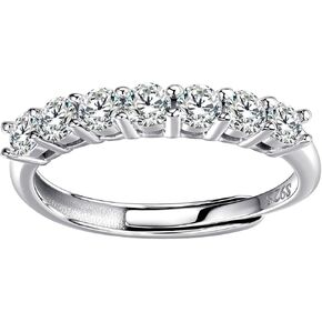 شريط زفاف مويسانيت قابل للتعديل للنساء 7 أحجار 3 مم 0.1CT نطاقات الأبدية خواتم الزفاف مويسانيت للنساء
