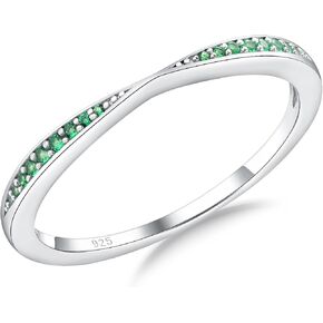 مجموعة قناة Moissanite/Blue الياقوت/eMerald/Ruby Band Band 925 Sterling Silver 2mm عرض الحجر المولد قابلة للتكديس للحبيبة خاتم القوس ، الحجم من 6 إلى 10 (إرسال هدية)