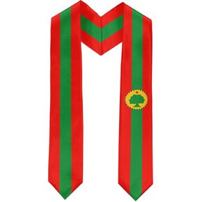 Oromo Flag Graduation Sash Satin Scarf 72" Stole for Abroad Student International Study Class