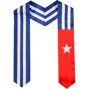 2 Pack Cuba Cuban Nation Flag Graduation Stole, Satin Embroidery Graduation Sash for International Students, 72 Inch Length