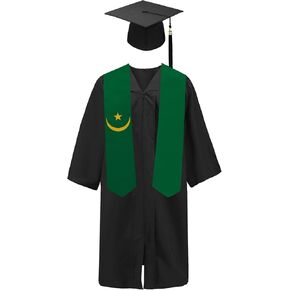 التخرج من Mauritania Flag Sash/Stole/Scarf 180x13cm جانبًا مزدوجًا للدراسة على متن طلاب التخرج الدولي ، هدية التخرج.