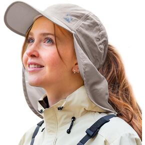 TOP-EX L/XL Sun Hats for Women Ponytail Baseball Cap with Neck Flap UPF50 Summer Hiking Gardening Hat Waterproof