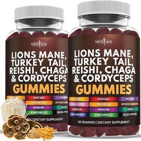 ملحق Mane Mane Mane Mane New Age - مكملات فطر شاملة مع Reishi ، Cordyceps - 180 Count