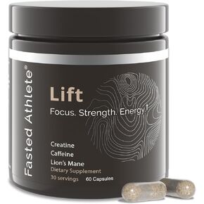 Lift - Lions Mane Mushroom مكمل ، تعزيز الذاكرة والتركيز ، القضاء على ضباب الدماغ ، بالإضافة إلى الكرياتين للطاقة ، دعم الدماغ nootropics ، 60 كبسولة