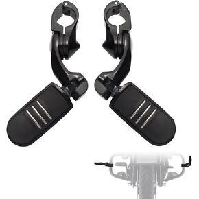 FOVPLUE 1.25" Highway Footpegs,Short Angled Adjustable Highway Pegs w/Mounts for Harley Touring Street Glide Electra Glide Road King Softail CVO Dyna Trike VRSC Sportster w/1-1/4" Engine Guard,Black#3