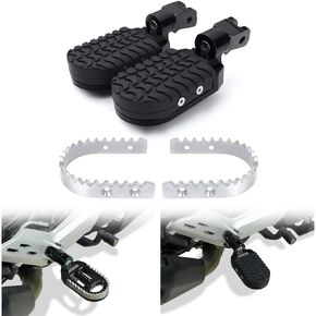 Motorcycle Foot Peg Pedals, 360 Adjustment Stainless + Rubber Wide Rest Footpegs Fit for Royal Enfield Meteor 350 2021-2024, Classic350 2022-2024 Larger Foot Pedals