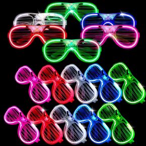 25 حزمة LED LED LIGHT UP ، نظارات LED للأطفال البالغين ، NEON GLOW في لوازم الحفلات المظلمة ، تفضل الحفلات عيد ميلاد COSPLAY Party Supplies (5 ألوان)