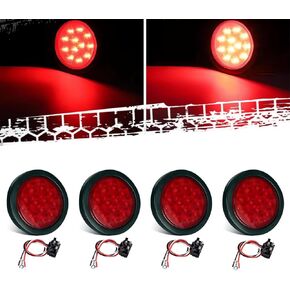 4pcs 4 بوصة مستديرة LED Trailer Lights Kit Red 12 LED مقاوم للماء 4 "فرامل توقف بدوره Tail Marker Lights Mount Flush Flush for Truck RV Boat Ute Ute