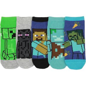 Bioworld Minecraft Zombies & Creepers Women's 5-Pair Ankle Socks-OSFA
