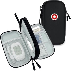 Diabetic Supplies Travel Case, Carrying Bag Organizer For Diabetes Testing Kit, Blood Glucose Monitor Kit with Meter, Blood Sugar Test Strips, Lancets, Lancing Device, Alcohol Wipe (Case Only)