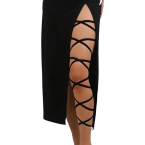 Black Elastic Leg Wraps Rave Sexy Thigh Garter Leg Straps Costume Accessories Women's Exotic Hosiery