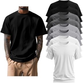 Ficerd 8 Pack Men's Big and Tall Shirts Short Sleeve Cotton Tee Summer Crew Neck Top Multipack