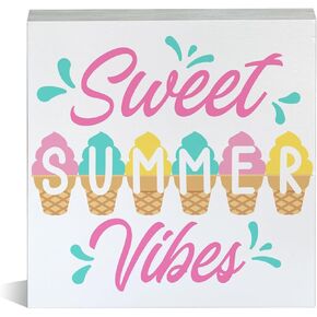 Farmhouse Sweet Summer Time Wooden Box Sign Summer Lemon Theme Wood Block Tabletop Sign Decorative Desk Sign Home Office Shelf Decor 5 X 5 Inches in Kuwait