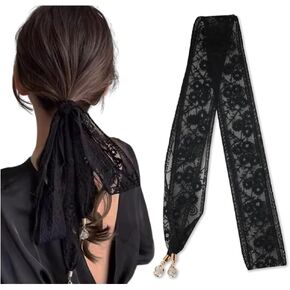 Kefley French French Floral Lace Hair Ribbons Scredscarf Bandana Bandana Chands Dickf for Women Girls Black White Hairbands Hair Band Band Orchves