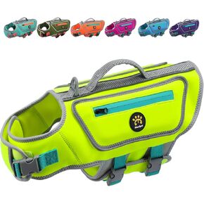 Dog Life Vest for Swimming, High Flotation Dog Life Jacket for Large Dogs Good Visibility Reflective Dog Floating Vest, Adjustable Neoprene Dog Swimsuit with Rescue Handle (Rosepink, L)