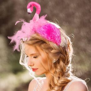 Flamingo Headbands for Women Valentines Party Dress Hair Accessories for Women and Girls Valentine Cosplay Dress Up Props Dress Up Cute Hairband (Pink)