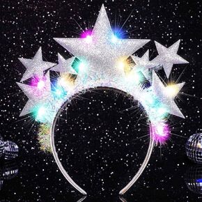BARTOSI Light up Stars Headband LED Star Headpiece Glow Hair Band Hair Accessories for Women