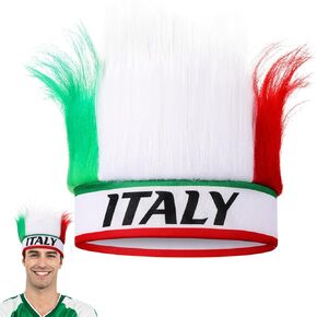 Jadive Italy Hairy Headband Hat Green Hairy Headband Troll Hair Headpiece Italian Costume for Women Men Sports Parties Cosplay