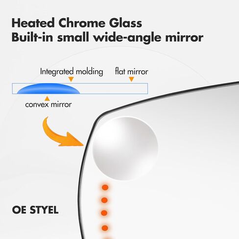 Driver Side Mirror Replacement for 2014-2017 Chevy Silverado 1500 2500HD 3500HD, 2015 2016 2017 GMC Sierra 1500 2500 HD 3500 HD - Mirror Glass with Turn Signal and Spotter Glass, GM1324146 in Saudi Arabia