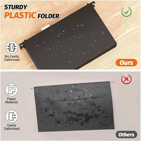 Fastener File Folder,Plastic Folders with Pockets,Reinforced Heavy Duty Pocket Folder with Brad,Manila,1/3 Cut Tabs,Letter Size,12 Pack,Black in Saudi Arabia