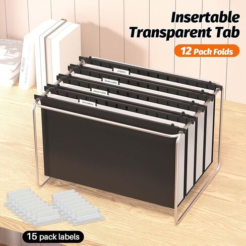 Fastener File Folder,Plastic Folders with Pockets,Reinforced Heavy Duty Pocket Folder with Brad,Manila,1/3 Cut Tabs,Letter Size,12 Pack,Black in Saudi Arabia